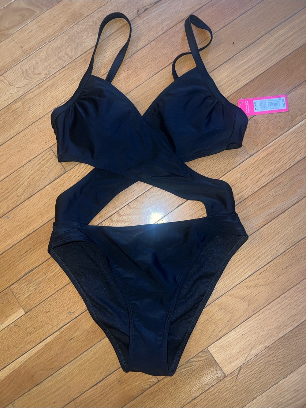 Xhilaration Black Cutout One-Piece Swimsuit